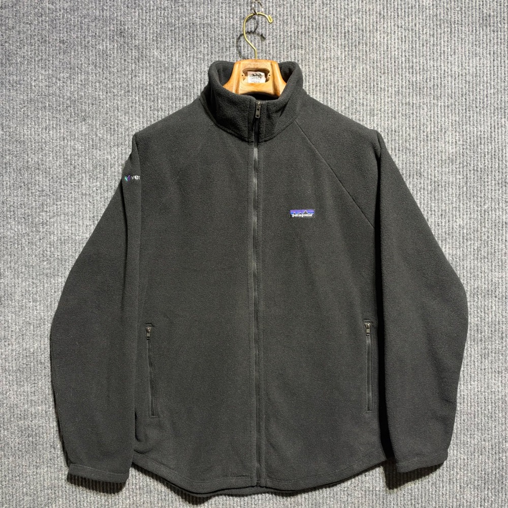 Patagonia Fleece Jacket Mens L Black Full Zip Mock Neck STY23165 Outdoor Raglan